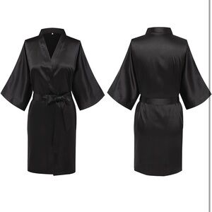 NWOT Elegant Black Satin Robe
